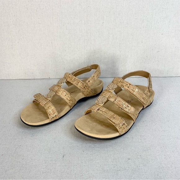 Vionic - Amber Adjustable Strap Cork/Leather Neutral Beachy Sandal - Size 7 - Picture 2 of 13
